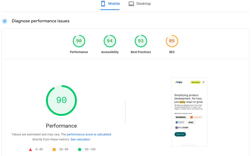 website speed